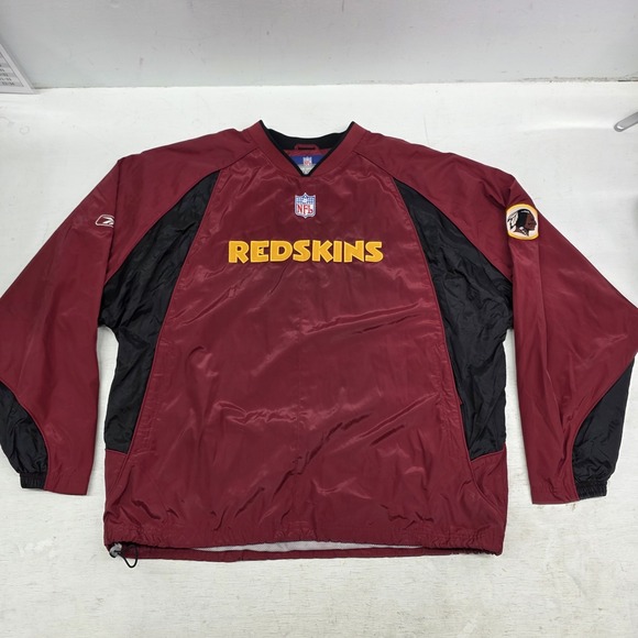 Vintage Washington Redskins Sewn Reebok NFL Windbreaker‎ Jacket V-Neck Men's XL